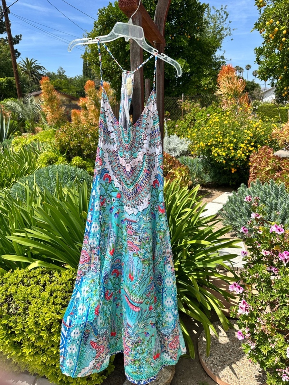 NWT True Colours by La Moda Clothing Embellished Maxi Dress L/XL Resortwear